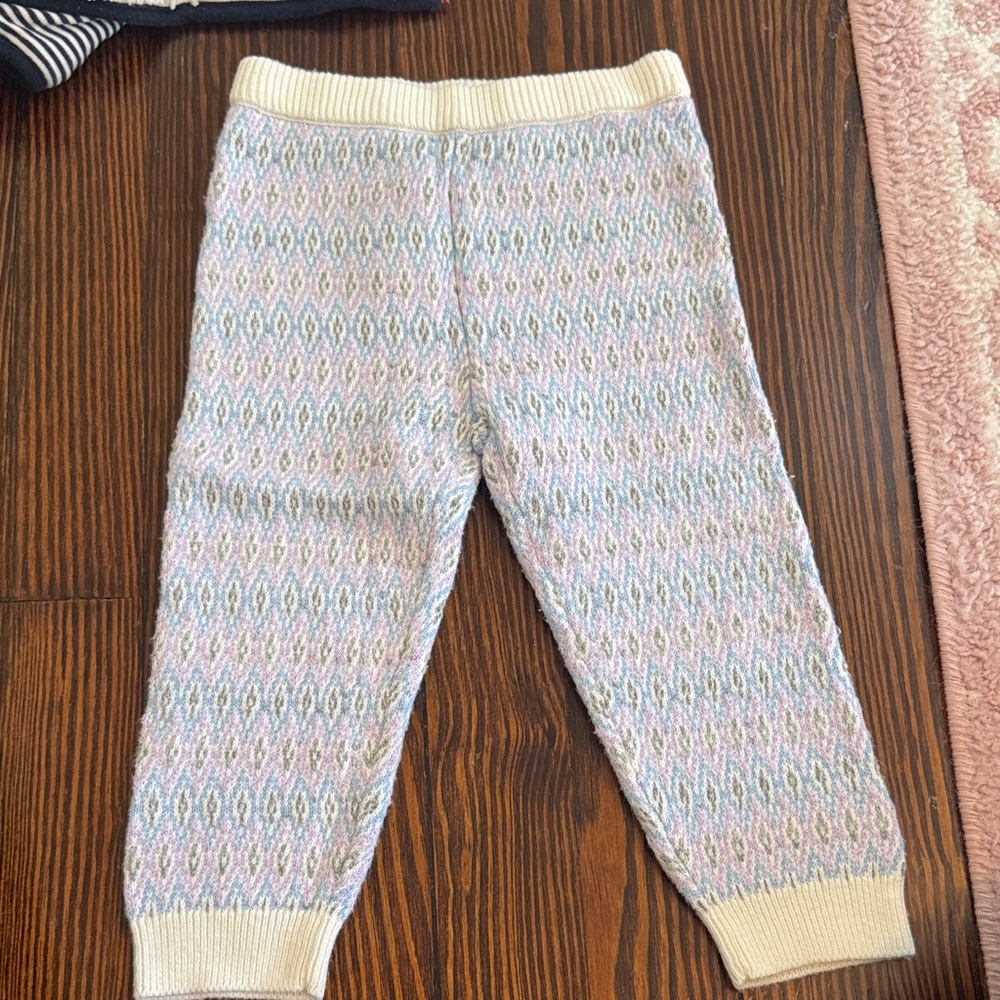 Janie and Jack Cream and Lavender Knit Pants